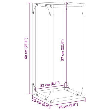 vidaXL Ράφι για καυσόξυλα Ανθρακί 25x25x60 cm Ατσάλι ψυχρής έλασης