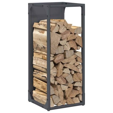 vidaXL Ράφι για καυσόξυλα Ανθρακί 25x25x60 cm Ατσάλι ψυχρής έλασης