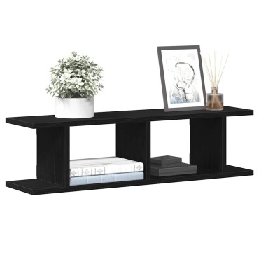 vidaXL Ράφια τοίχου 2 τεμ. Μαύρη βελανιδιά 75x18x20cm