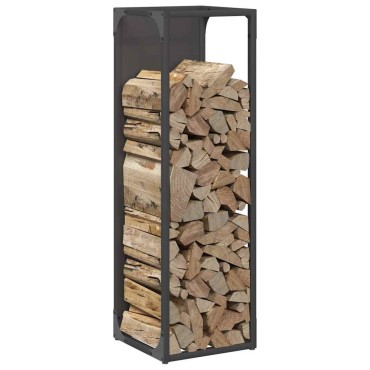 vidaXL Ράφι για καυσόξυλα Μαύρο 25x25x80 cm Ατσάλι ψυχρής έλασης