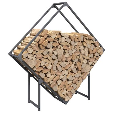 vidaXL Ράφι για καυσόξυλα Ανθρακί 100x25x100 cm Ατσάλι ψυχρής έλασης