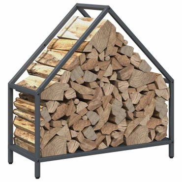 vidaXL Ράφι για καυσόξυλα Ανθρακί 60x25x60 cm Ατσάλι ψυχρής έλασης