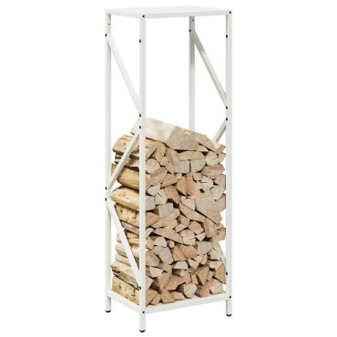 vidaXL Ράφι για καυσόξυλα Λευκό 34x25x100 cm Ατσάλι ψυχρής έλασης