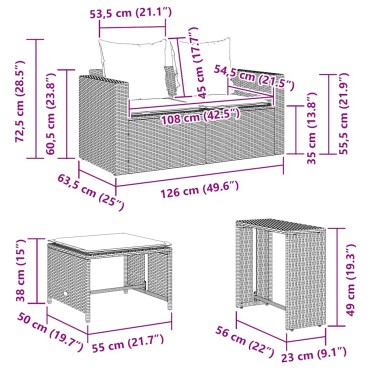 vidaXL 5 τεμ. σετ καναπέδων κήπου με μαξιλάρια στοιβαζόμενο μπεζ 63x63,5x60,5 cm  Γωνιακός