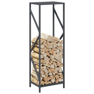 vidaXL Ράφι για καυσόξυλα Ανθρακί 34x25x100 cm Ατσάλι ψυχρής έλασης
