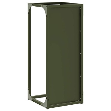 vidaXL Ράφι για καυσόξυλα Ελαιοπράσινο 25x25x60cm Ατσάλι ψυχρής έλασης