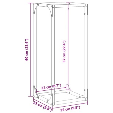 vidaXL Ράφι για καυσόξυλα Λευκό 25x25x60 cm Ατσάλι ψυχρής έλασης