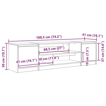 vidaXL Έπιπλο Τηλεόρασης Δρυς τεχνίτης 188,5x41x50cm Επεξ. Ξύλο