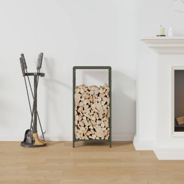 vidaXL Ράφι για καυσόξυλα Ελαιοπράσινο 34x25x70cm Ατσάλι ψυχρής έλασης
