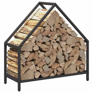 vidaXL Ράφι για καυσόξυλα Μαύρο 60x25x60 cm Ατσάλι ψυχρής έλασης
