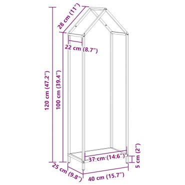 vidaXL Ράφι για καυσόξυλα Ανθρακί 40x25x120 cm Ατσάλι ψυχρής έλασης