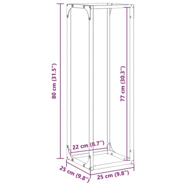 vidaXL Ράφι για καυσόξυλα Ανθρακί 25x25x80 cm Ατσάλι ψυχρής έλασης