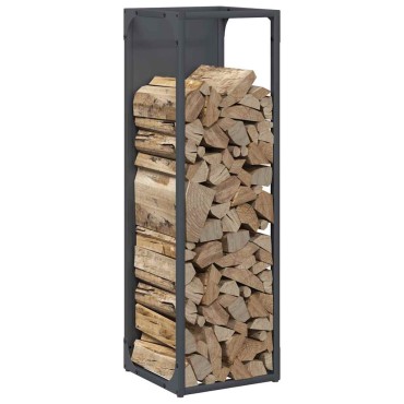 vidaXL Ράφι για καυσόξυλα Ανθρακί 25x25x80 cm Ατσάλι ψυχρής έλασης