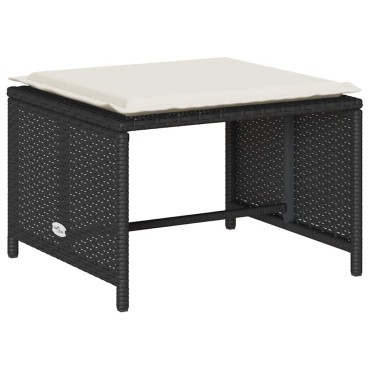 vidaXL 5 τεμ. σετ καναπέδες κήπου με μαξιλάρια Stackable μαύρο 63x63,5x60,5 cm  Γωνιακός