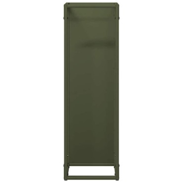 vidaXL Ράφι για καυσόξυλα Ελαιοπράσινο 25x25x80cm Ατσάλι ψυχρής έλασης