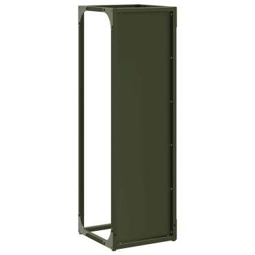 vidaXL Ράφι για καυσόξυλα Ελαιοπράσινο 25x25x80cm Ατσάλι ψυχρής έλασης