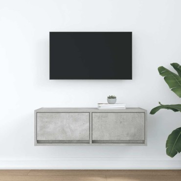 vidaXL Έπιπλο Τηλεόρασης Γκρι Σκυροδέματος 80x31x25,5cm Επεξεργ. Ξύλο