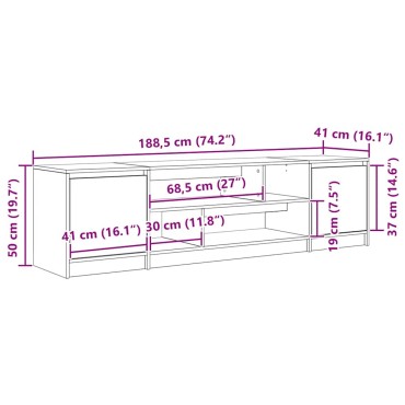 vidaXL Έπιπλο Τηλεόρασης Καπνιστή Δρυς 188,5x41x50cm Επεξ. Ξύλο