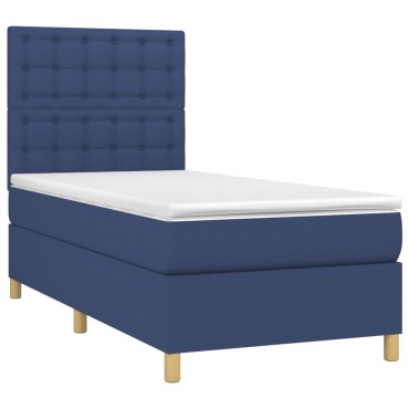 vidaXL Κρεβάτι Boxspring με Στρώμα Μπλε 80x200 εκ. Υφασμάτινο