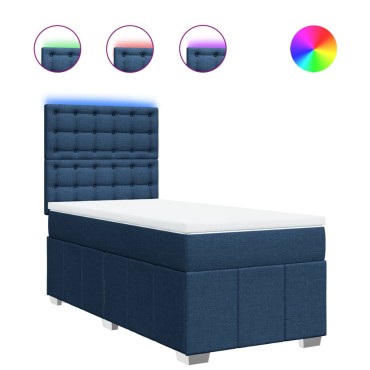 vidaXL Κρεβάτι Boxspring με Στρώμα Μπλε 80x200 εκ. Υφασμάτινο