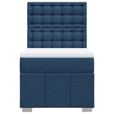 vidaXL Κρεβάτι Boxspring με Στρώμα Μπλε 80x200 εκ. Υφασμάτινο