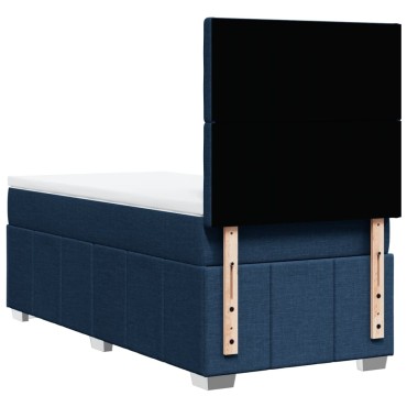 vidaXL Κρεβάτι Boxspring με Στρώμα Μπλε 80x200 εκ. Υφασμάτινο