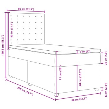 vidaXL Κρεβάτι Boxspring με Στρώμα Μπλε 80x200 εκ. Υφασμάτινο