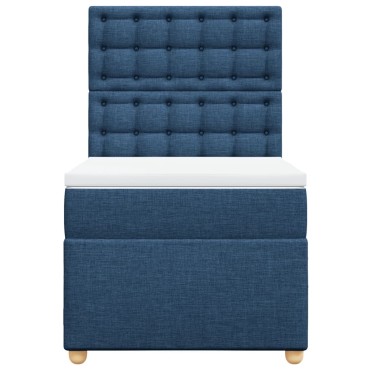 vidaXL Κρεβάτι Boxspring με Στρώμα Μπλε 80x200 εκ. Υφασμάτινο