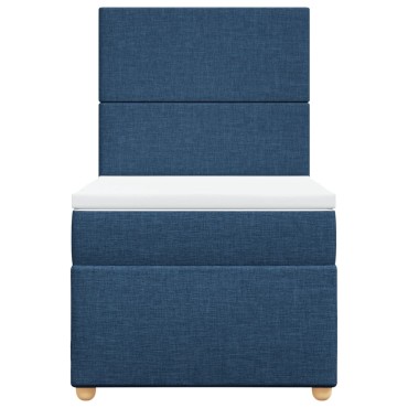 vidaXL Κρεβάτι Boxspring με Στρώμα Μπλε 80x200 εκ. Υφασμάτινο