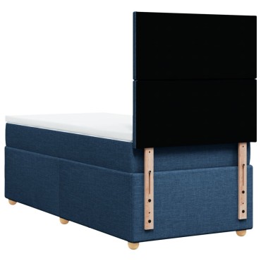 vidaXL Κρεβάτι Boxspring με Στρώμα Μπλε 80x200 εκ. Υφασμάτινο