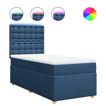 vidaXL Κρεβάτι Boxspring με Στρώμα Μπλε 80x200 εκ. Υφασμάτινο