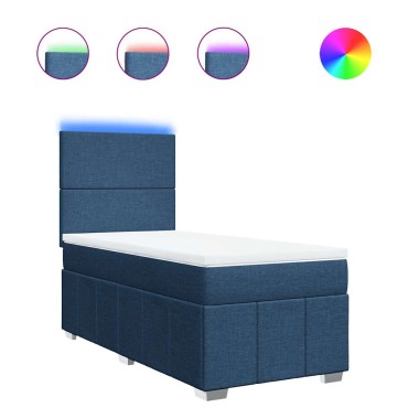 vidaXL Κρεβάτι Boxspring με Στρώμα Μπλε 80x200 εκ. Υφασμάτινο