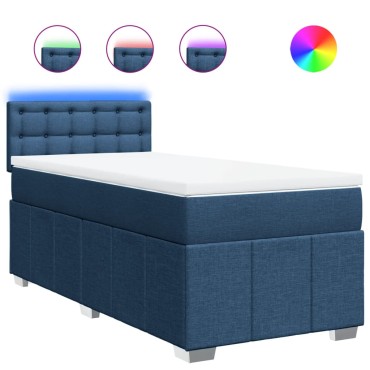 vidaXL Κρεβάτι Boxspring με Στρώμα Μπλε 80x200 εκ. Υφασμάτινο