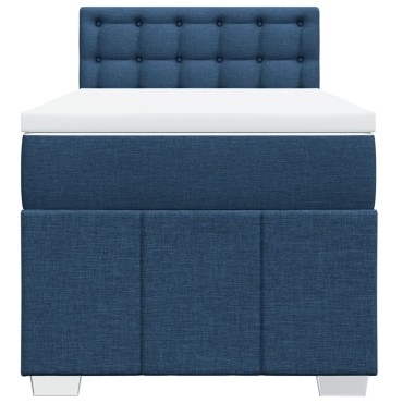 vidaXL Κρεβάτι Boxspring με Στρώμα Μπλε 80x200 εκ. Υφασμάτινο