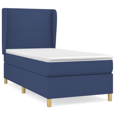 vidaXL Κρεβάτι Boxspring με Στρώμα Μπλε 80x200 εκ. Υφασμάτινο