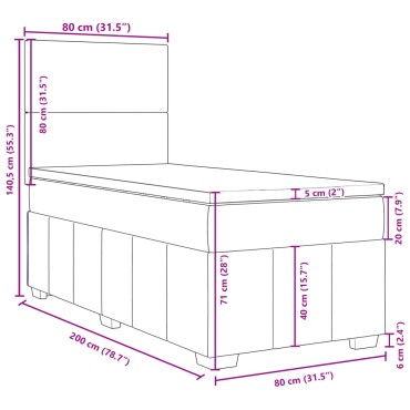 vidaXL Κρεβάτι Boxspring με Στρώμα Μπλε 80x200 εκ. Υφασμάτινο