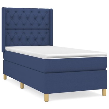 vidaXL Κρεβάτι Boxspring με Στρώμα Μπλε 80x200 εκ. Υφασμάτινο