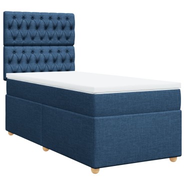 vidaXL Κρεβάτι Boxspring με Στρώμα Μπλε 80x200 εκ. Υφασμάτινο