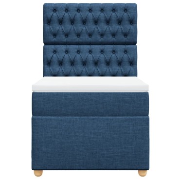 vidaXL Κρεβάτι Boxspring με Στρώμα Μπλε 80x200 εκ. Υφασμάτινο