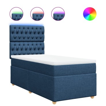 vidaXL Κρεβάτι Boxspring με Στρώμα Μπλε 80x200 εκ. Υφασμάτινο