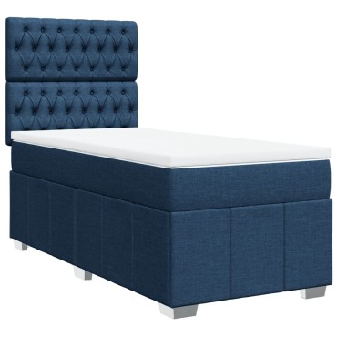 vidaXL Κρεβάτι Boxspring με Στρώμα Μπλε 80x200 εκ. Υφασμάτινο