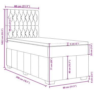 vidaXL Κρεβάτι Boxspring με Στρώμα Μπλε 80x200 εκ. Υφασμάτινο