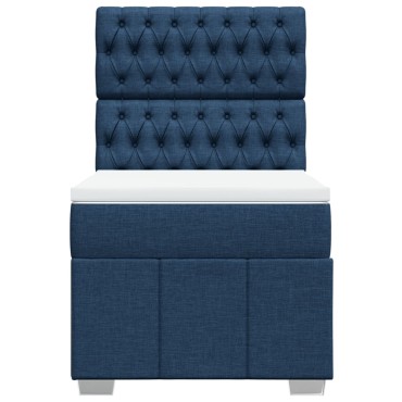 vidaXL Κρεβάτι Boxspring με Στρώμα Μπλε 80x200 εκ. Υφασμάτινο