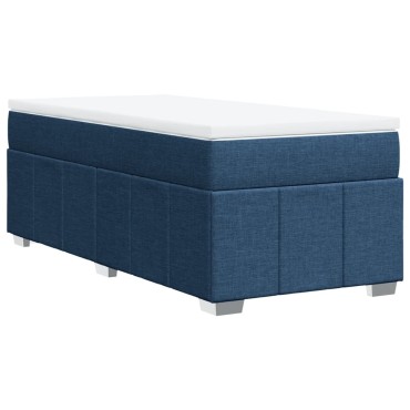 vidaXL Κρεβάτι Boxspring με Στρώμα Μπλε 80x200 εκ. Υφασμάτινο