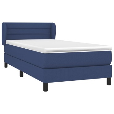 vidaXL Κρεβάτι Boxspring με Στρώμα Μπλε 80x200 εκ. Υφασμάτινο