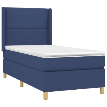 vidaXL Κρεβάτι Boxspring με Στρώμα Μπλε 80x200 εκ. Υφασμάτινο