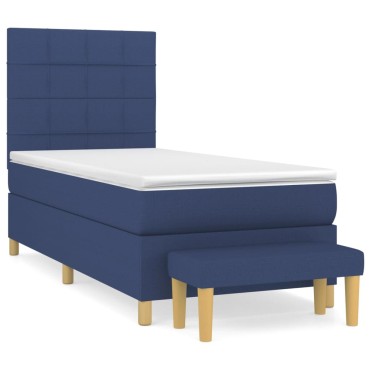 vidaXL Κρεβάτι Boxspring με Στρώμα Μπλε 80x200 εκ. Υφασμάτινο