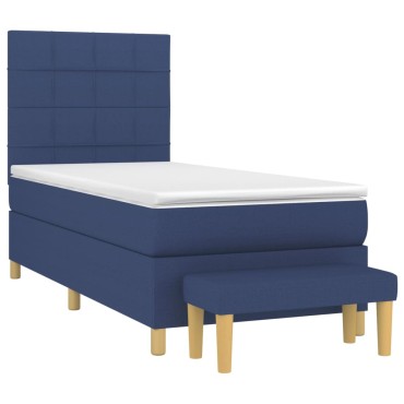 vidaXL Κρεβάτι Boxspring με Στρώμα Μπλε 80x200 εκ. Υφασμάτινο