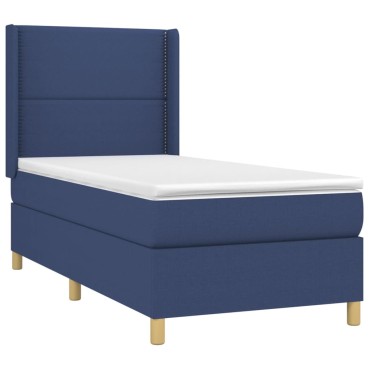 vidaXL Κρεβάτι Boxspring με Στρώμα & LED Μπλε 80x200 εκ. Υφασμάτινο