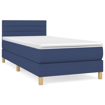 vidaXL Κρεβάτι Boxspring με Στρώμα Μπλε 80x200 εκ. Υφασμάτινο